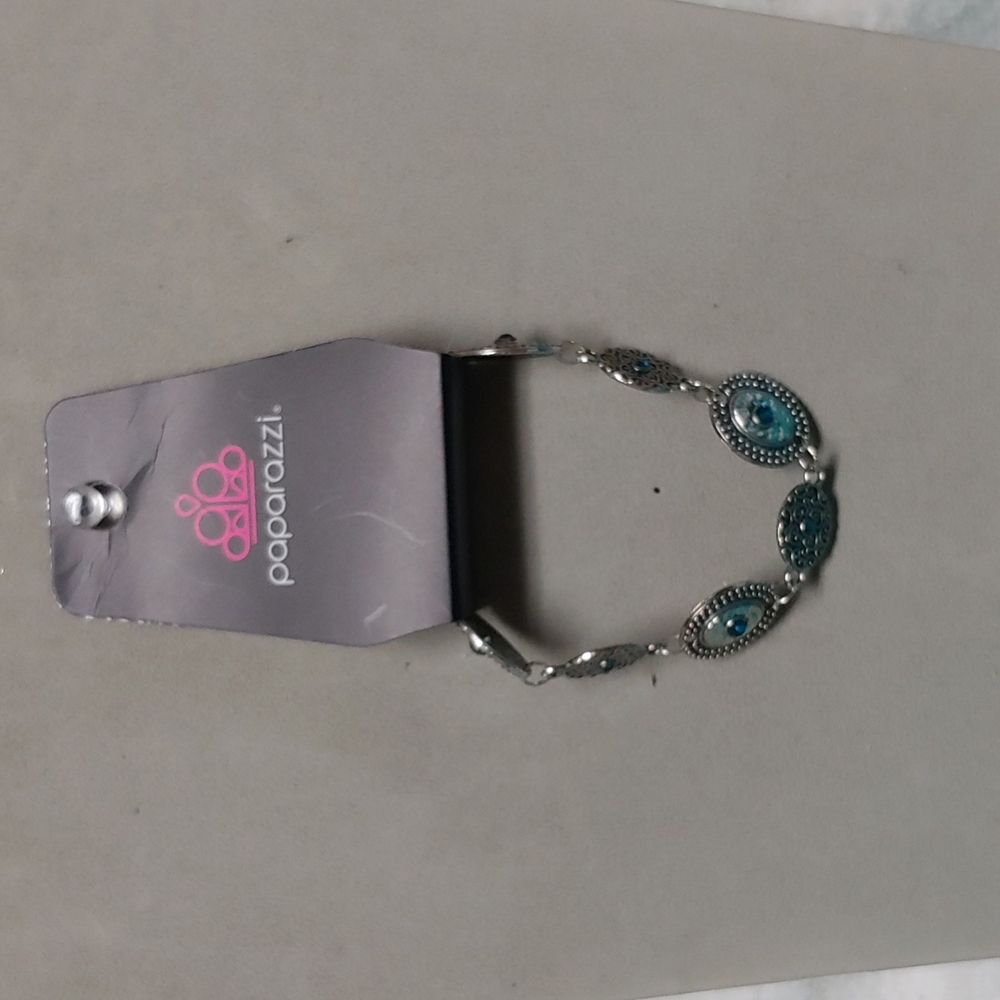 Paparazzi Silver Bracelet with teal stones